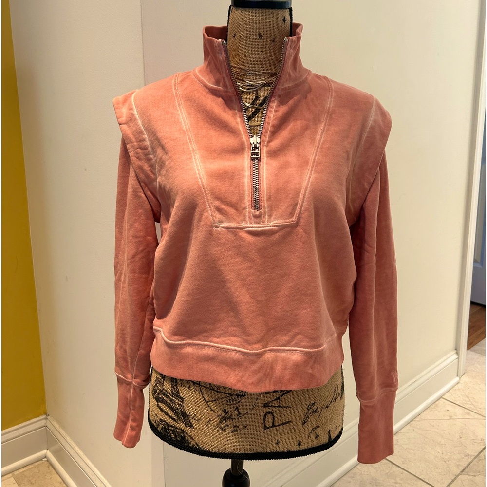 Veronica Beard Jeans Dylan Sweatshirt Rosewood Pink Quarter Zip Sweater SZ S